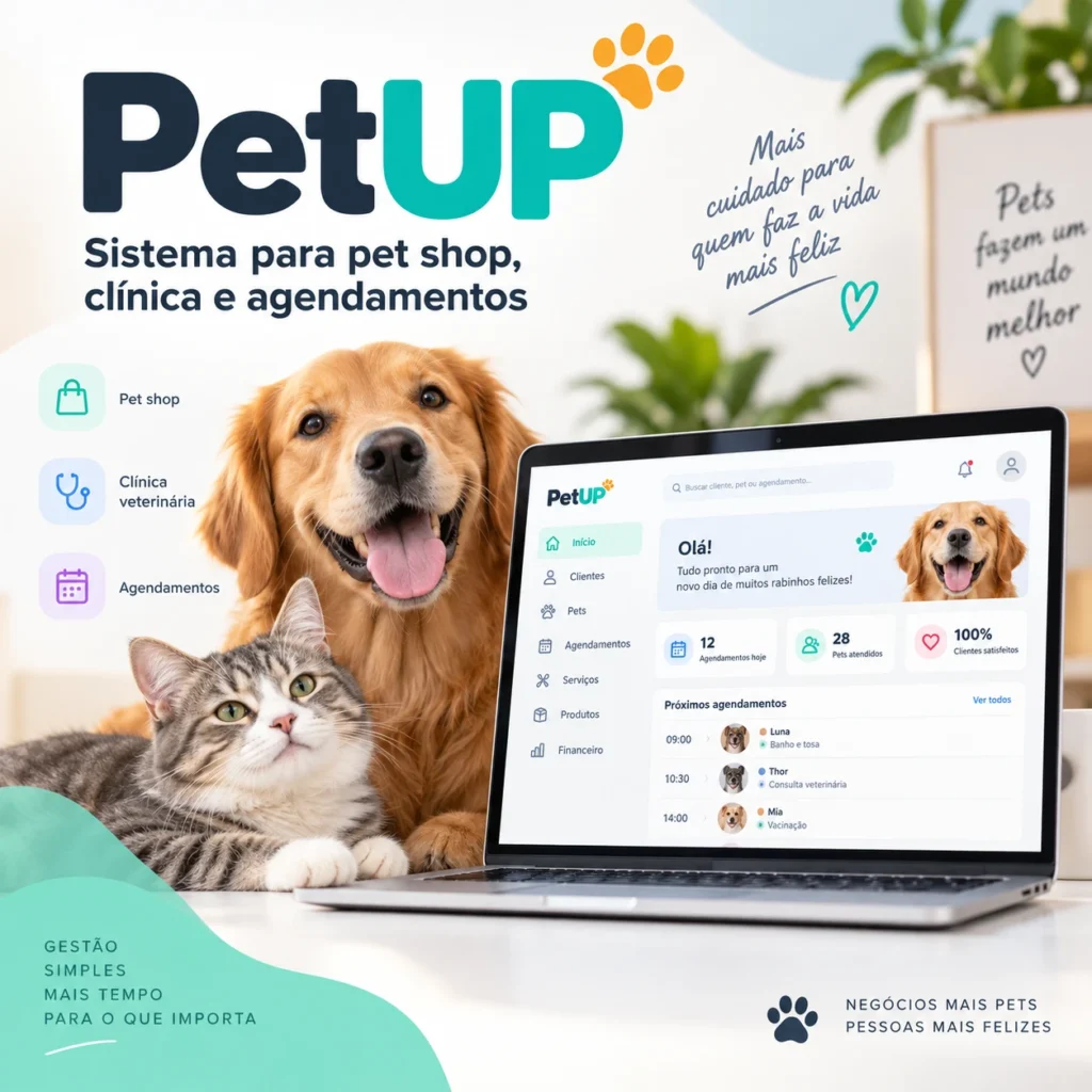 PetUP sistema para pet shop clínica e agendamentos