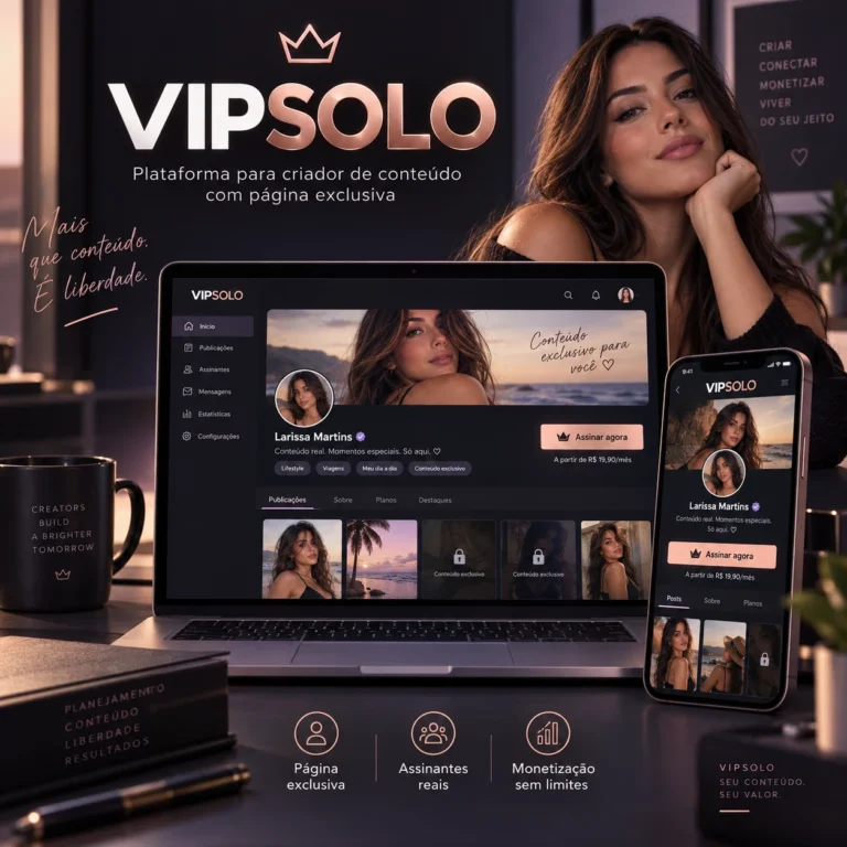 VIPSOLO plataforma para criador de conteúdo com página exclusiva