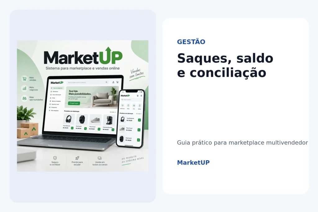 Saques, saldo e conciliação financeira de vendedores em marketplace