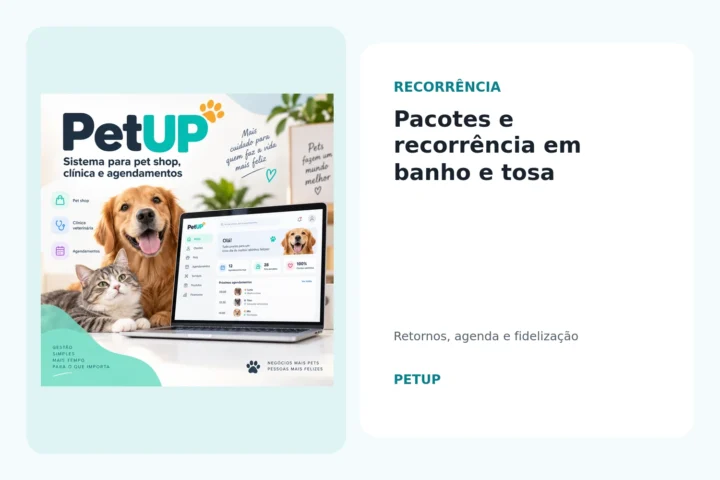 Pacotes e recorrência de banho e tosa no PETUP