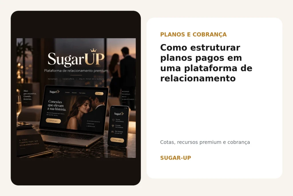 Planos pagos, cotas de mensagens, recursos premium e cobrança no SUGAR-UP