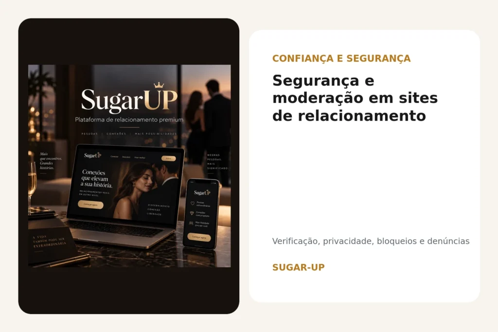 Segurança, moderação, privacidade, bloqueios e denúncias em site de relacionamento SUGAR-UP